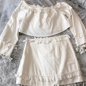 White Crop Top Set